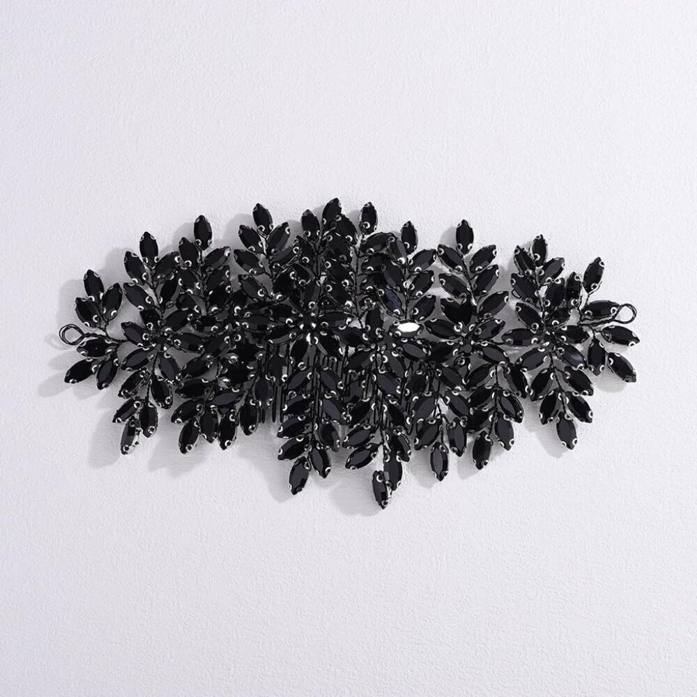 Bridal Rhinestone Hair Comb Large Crystal Wedding Headpiece Handmade for Women